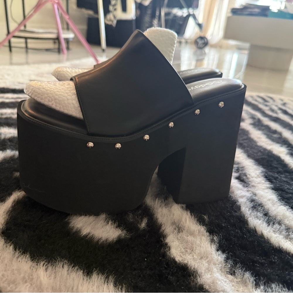 Black Platform Slide Mules - Women Size 9 Chinese Size 41 - Picture 8 of 13